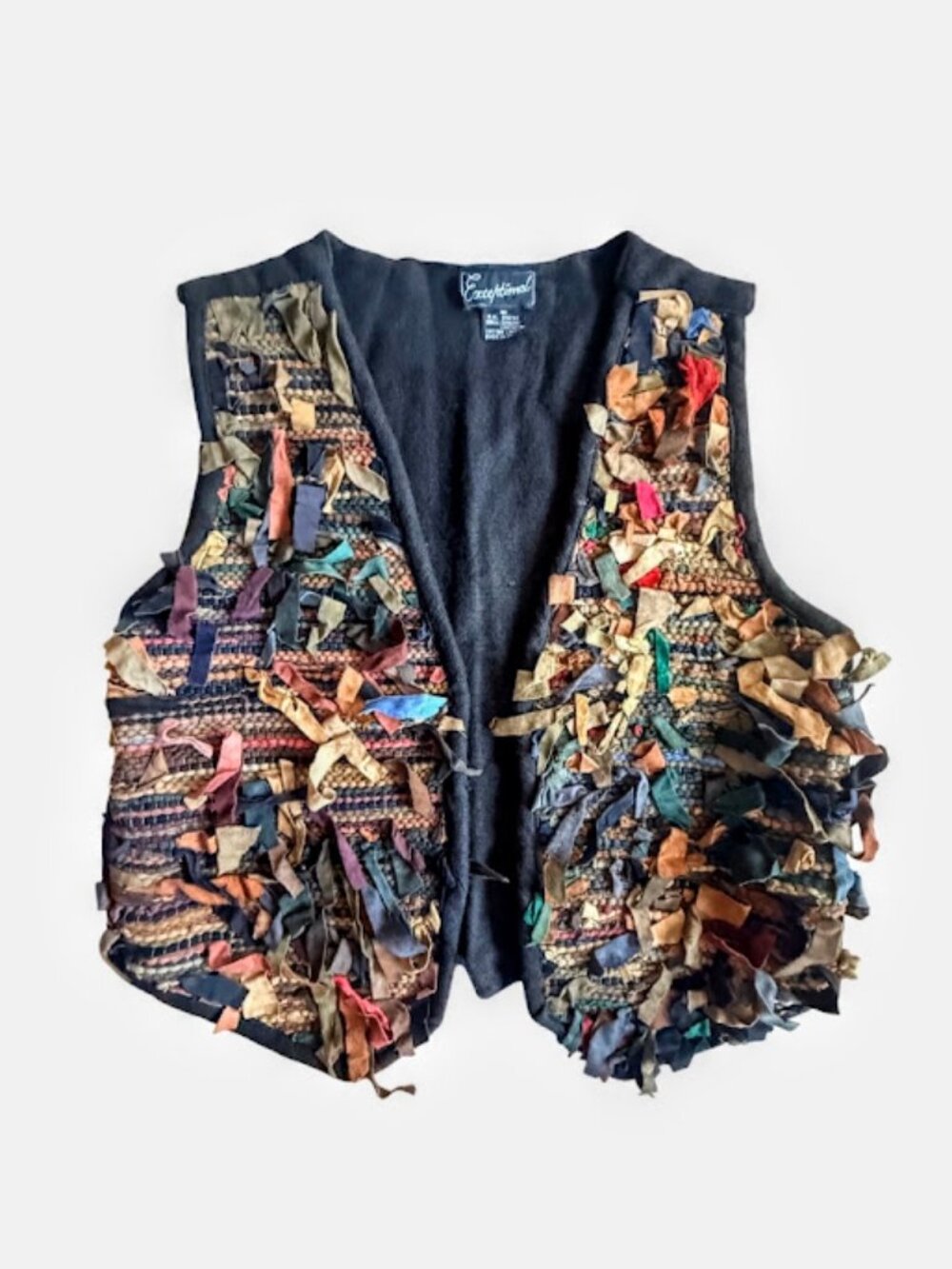 1980s / 1990s shaggy leather strand vest by the brand Exceptional. Medium